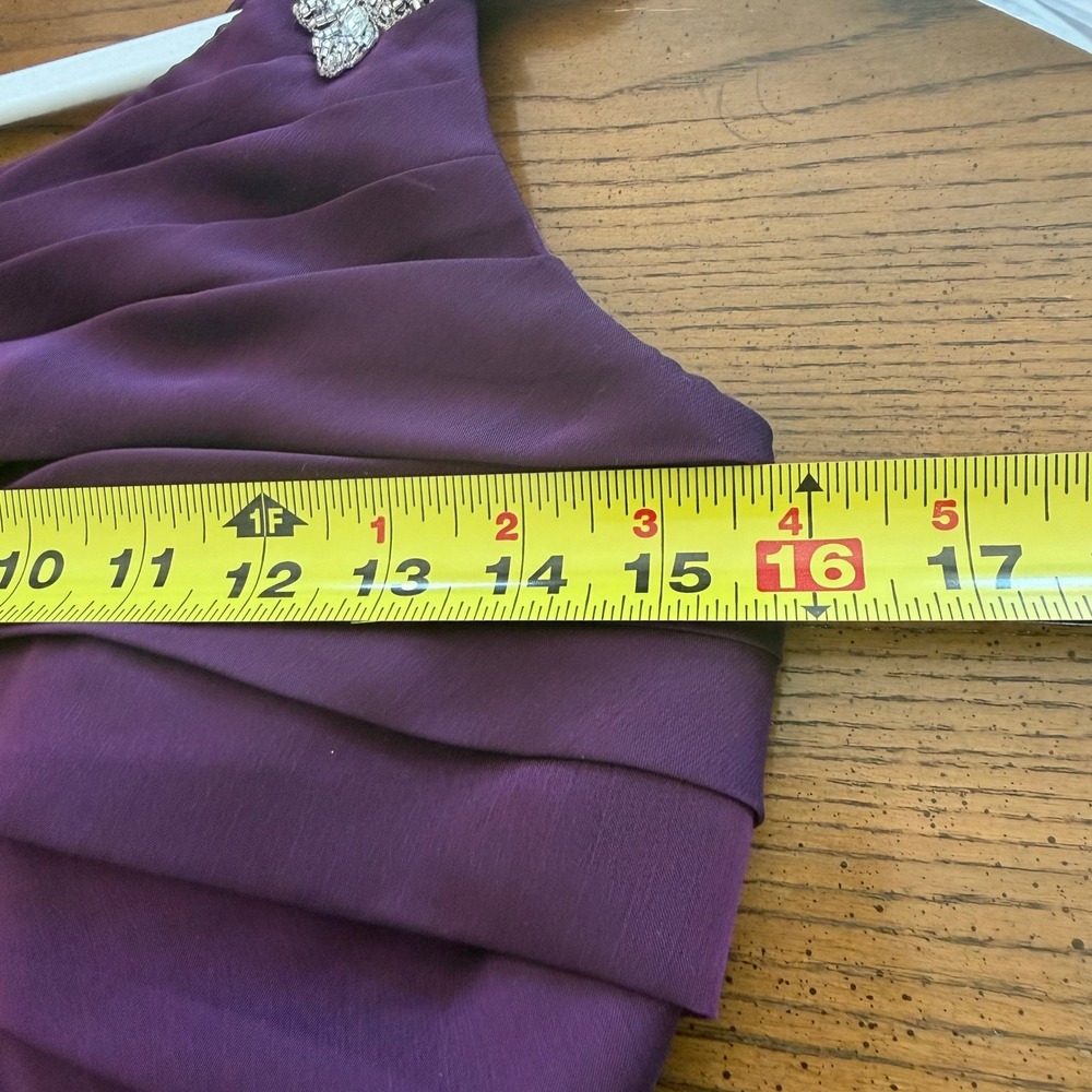 Jade Couture Dress Mother of the Bride Groom Ruched One Shoulder Purple Size 6 - Picture 12 of 16
